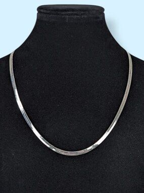 Sterling Silver Herringbone Chain Necklace